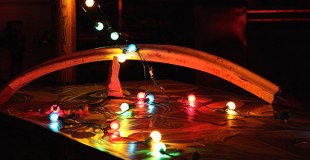 colored lights on stainless pattern